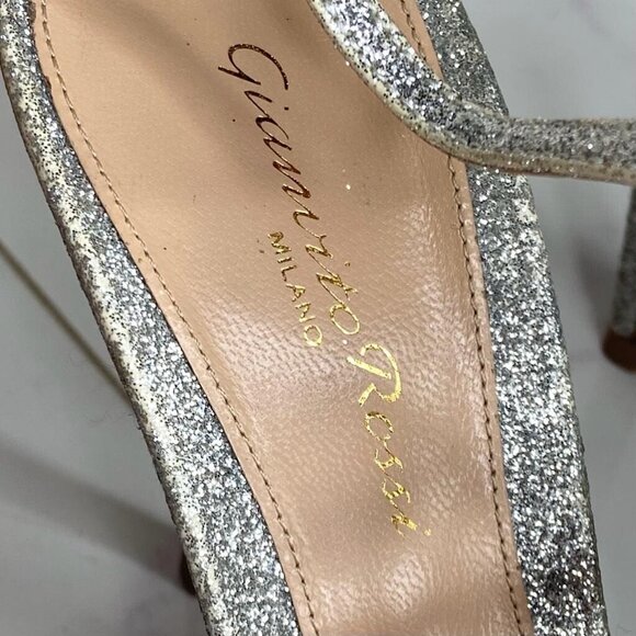 Gianvito Rossi VEGA Bright Silver Glitter Caged High Heel Sandals 100mm - Picture 6 of 13